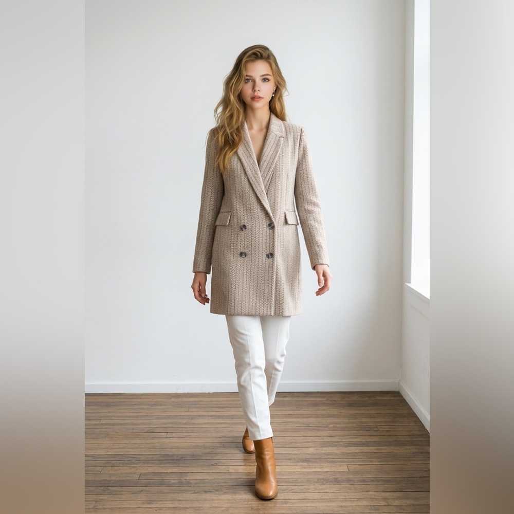 FRENCHMAUVE Mila Herringbone Blazer